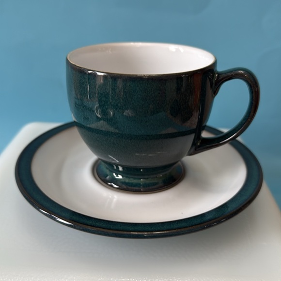 2 Denby  Greenwich cups & saucers NEW. - Picture 2 of 8